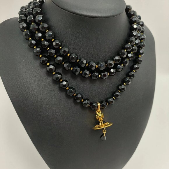 Vivienne Westwood Triple Black Necklace Gold Pendant - Picture 5 of 7